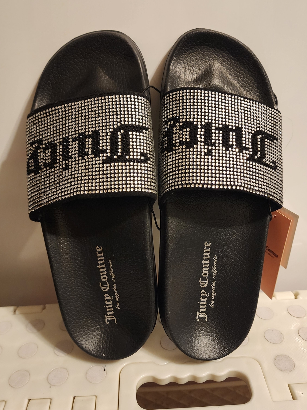 NEW SZ 7 Juicy Couture Rhinestone Slide Sandals